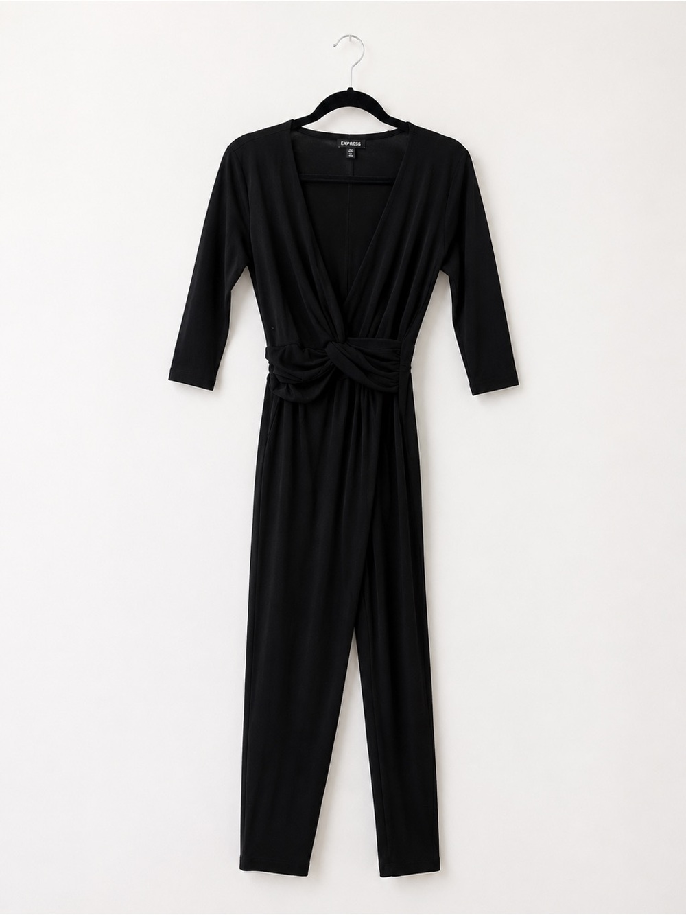 Express Black Twist-Front Jumpsuit — Size XS Petite 🖤